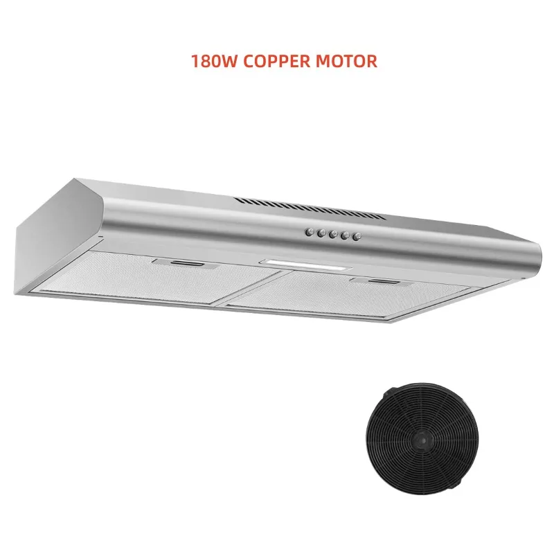 Slim Ultra-thin Stainless Steel Range Hoods Kitchen Extractor Chimney Internal Circulation Embedded Mini Oil Smoke