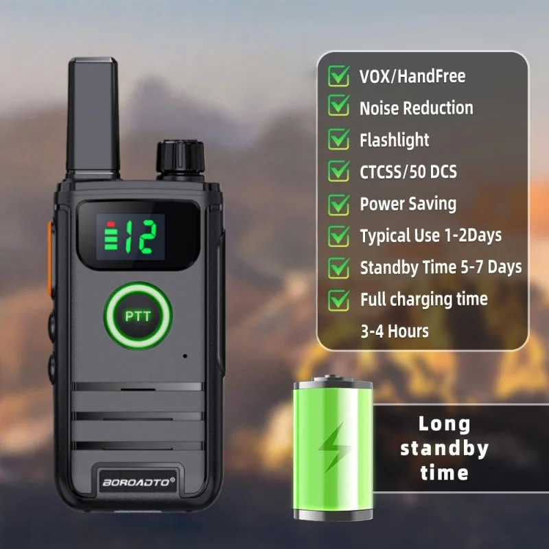 Лидер продаж, рация Motweisu Rola, 16-канальная PMR446, двусторонняя радиосвязь с наушником, ЖК-дисплей PTT, идеально подходит для строительства отеля, кафе