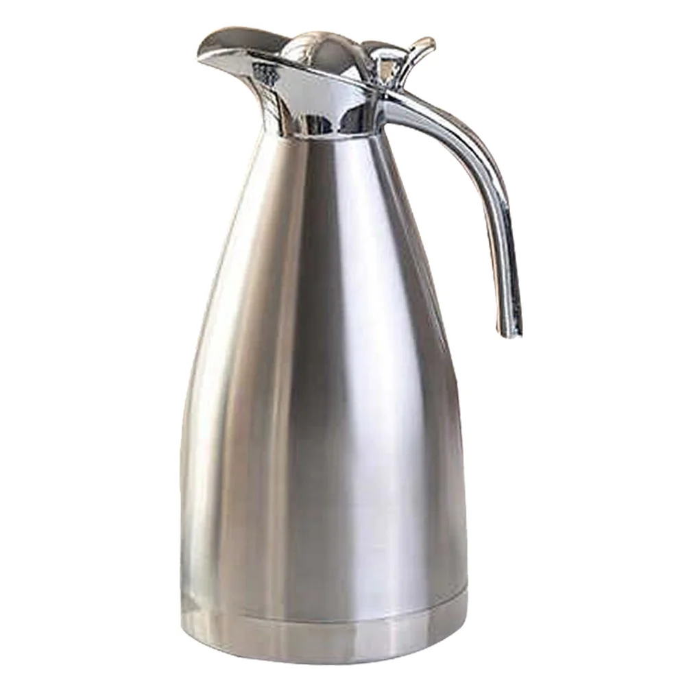 

Silver 2L Stainless Steel Bottle Vacuum Pot Household Insulated Water Bottle Leakproof Safe for Beverage Coffee