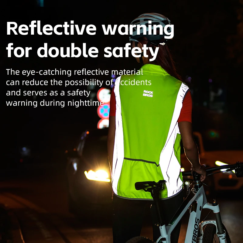 ROCKBROS Cycling Vest Reflective Safety Jacket Warning Gilet Breathable Sleeveless Vest Man Outdoor Sports Wear Bicycle Clothing