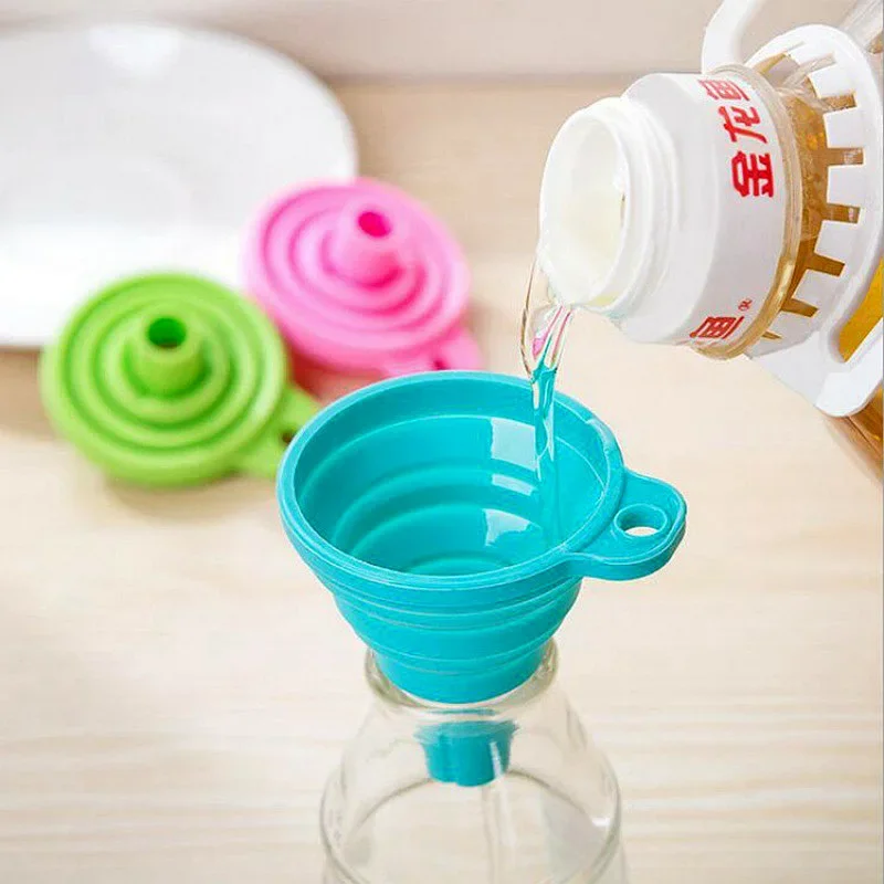 3 pc Silicone Collapsible Foldable Funnel Household Kitchen Cooking Tools Portable Wine Mini Portable Oil Pot Funnel