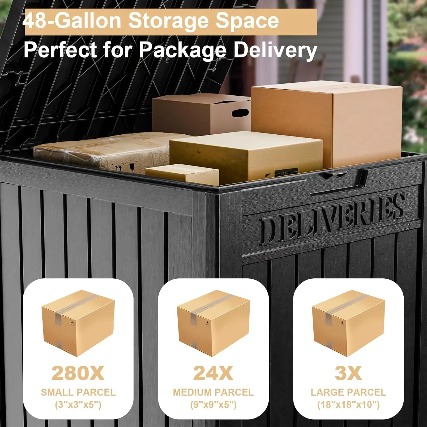 

Resin Package Delivery Box Waterproof Sturdy Parcel Drop Box Easy Assembly Outdoor Storage Box for Porch Curbside Home