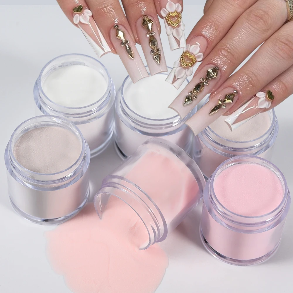 Juego de polvos acrílicos para manicura, polvos de polímero para esculpir flores de cristal, extensiones de uñas artísticas, 6 tarros