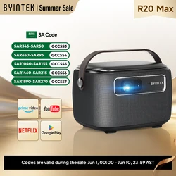BYINTEK R20 Max Mini Projector 4K DLP Smart WiFi Android 11.0 LED 1080P Outdoor Home Theater Projectors With 15600mAh Battery