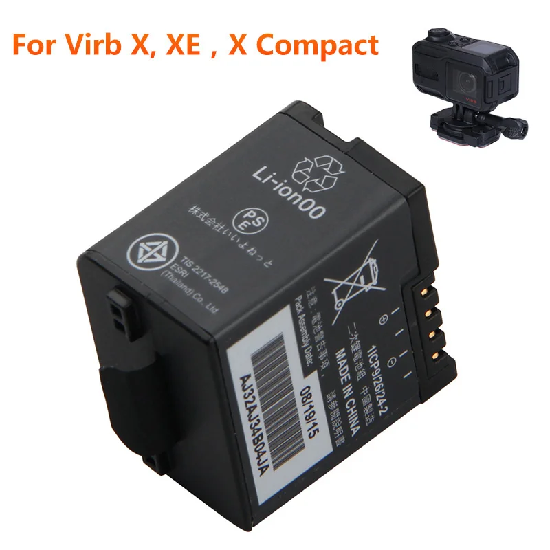 Replacement Battery 361-00080-00 For Garmin Virb X Compact VIRB XE Rechargeable Battery 980mAh