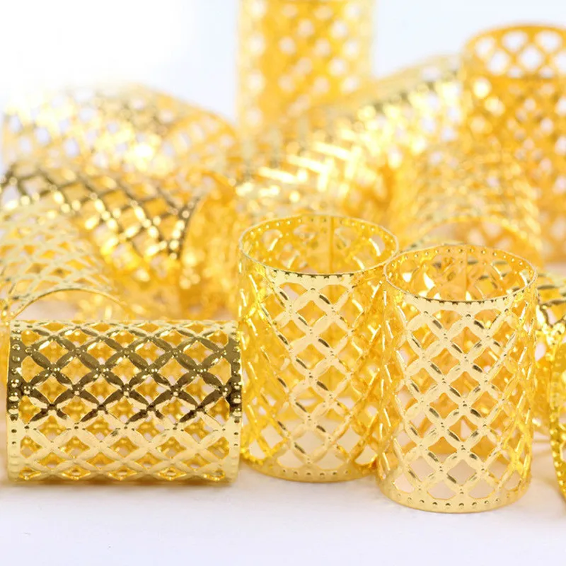 5Pcs/Lot Golden/Silver Hair Dread Braids Dreadlock Beads Adjustable Cuff Clip Approx 15mm Hole Large Ring Hair Ring