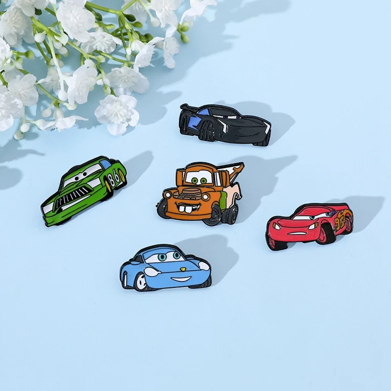 Disney Cute Cartoon Creative Personality Racing Mobilization Brooch Car Styling Metal Badge Pin Accessories Decoration