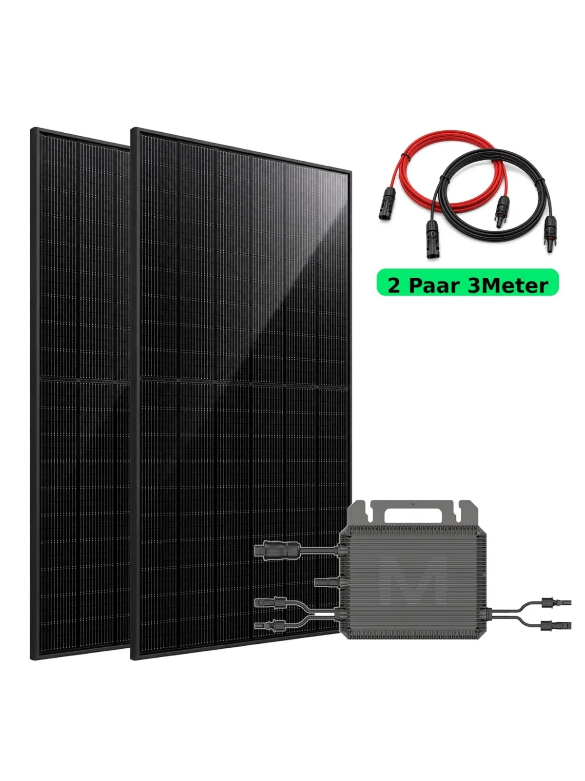 Marstek M2-800 Mikro-Wechselrichter + 2x500W Jolywood Vollschwarzes Solarmodul 1000W Netzunabhängiges/Netzgekoppeltes PV-System für Haus, Balkon, Dach