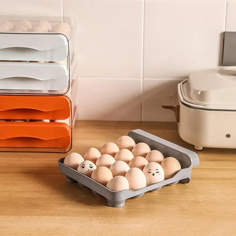 1pc Refrigerator Large Capacity Egg Holder, Upgraded Egg Storage Container Organizer, Clear Plastic Storage Container, Egg Fresh