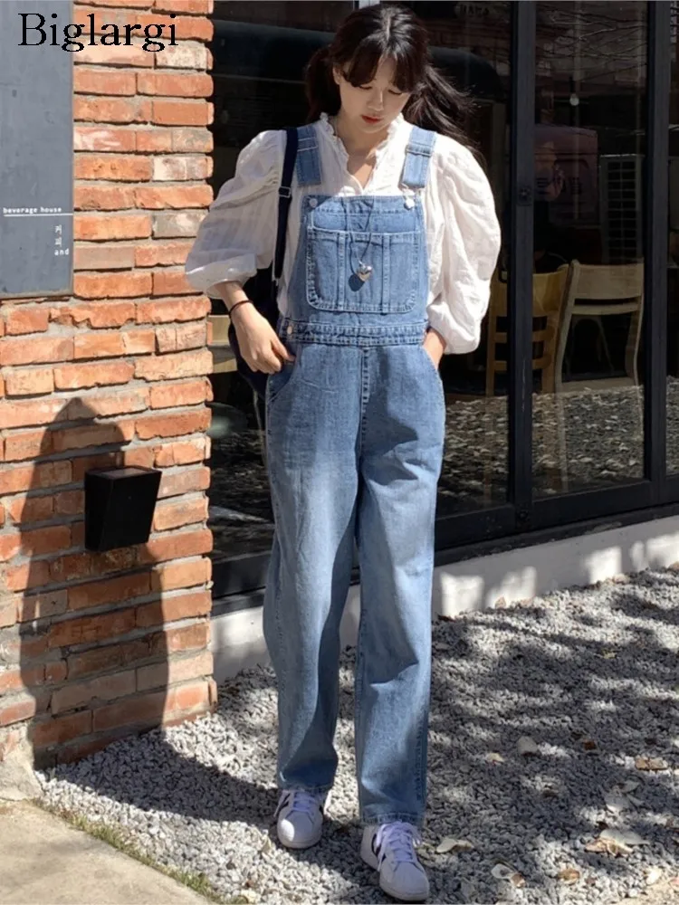 

Jeans Summer High Waist Overalls Pant Women Korean Style Loose Wide Leg Pleated Ladies Trousers Fashion Woman Overalls Pants