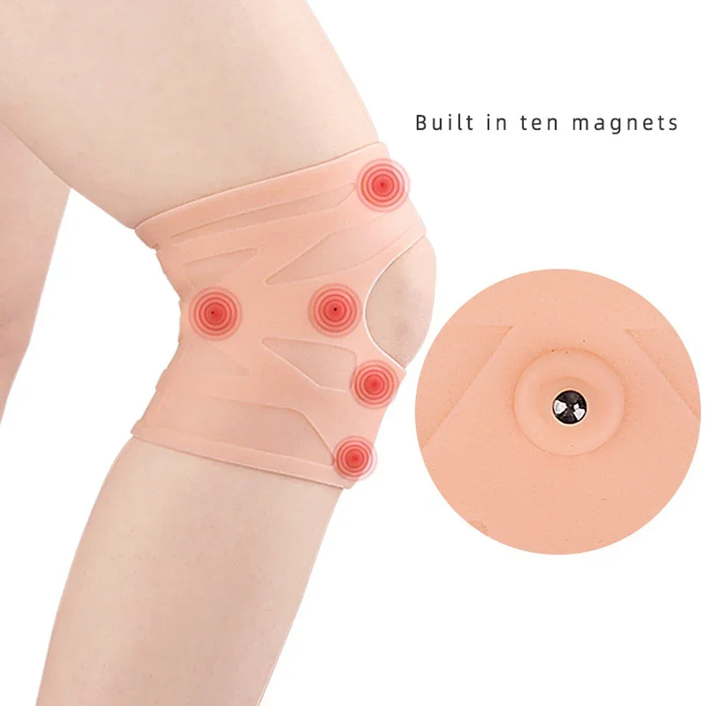 1Pcs Knee Brace, Silicone Knee Compression Sleeve Support Brace, Waterproof Magnetic Knee Care Pad, Patella Tendon Support Brace