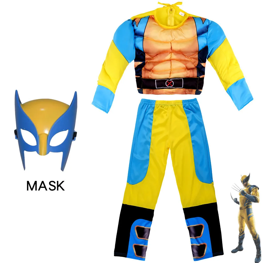 New Wolverine Anime Mask Jumpsuit Wolverine Cosplay Costume Halloween Christmas Kids New Year Costume Superhero Fantasy Kid Gift