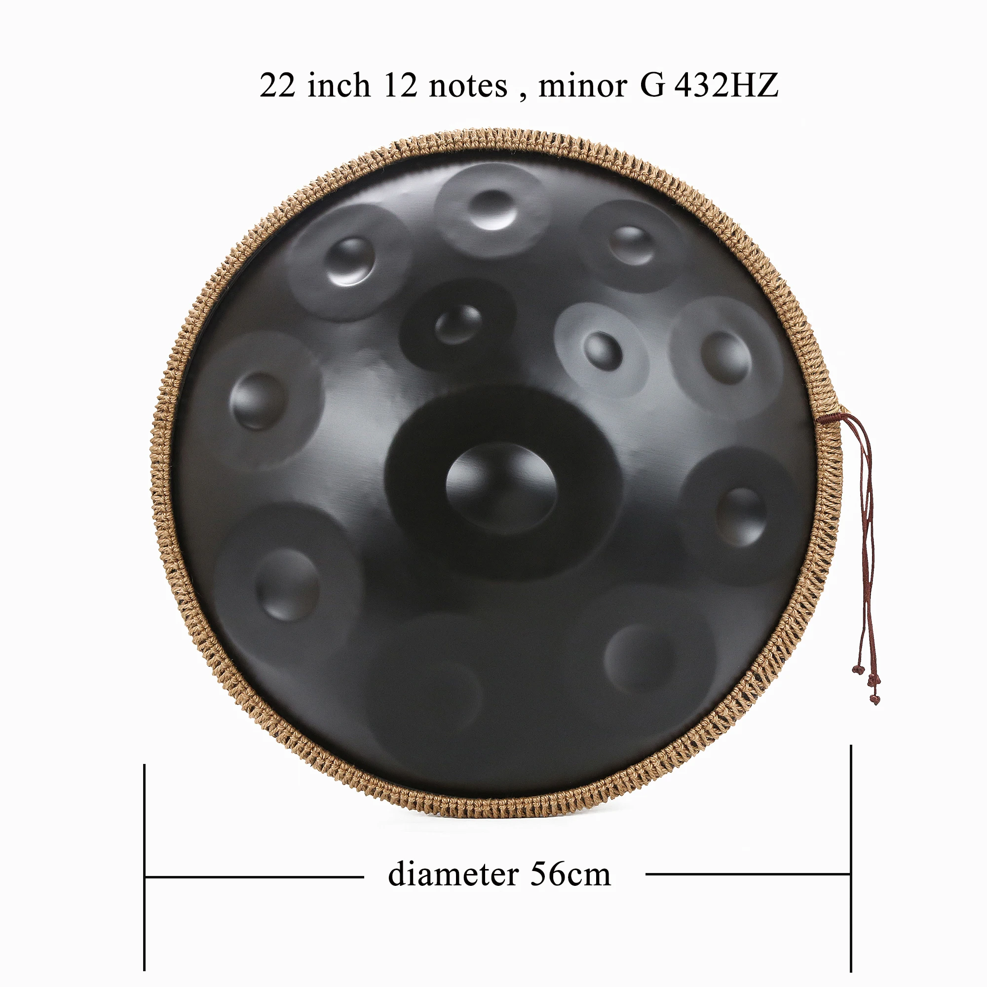 Handpan 432HZ 12 Notes D Minor, 22 Inch Pantam Drum , Steel Han Pan Drum, Yoga Meditation Musical Instruments