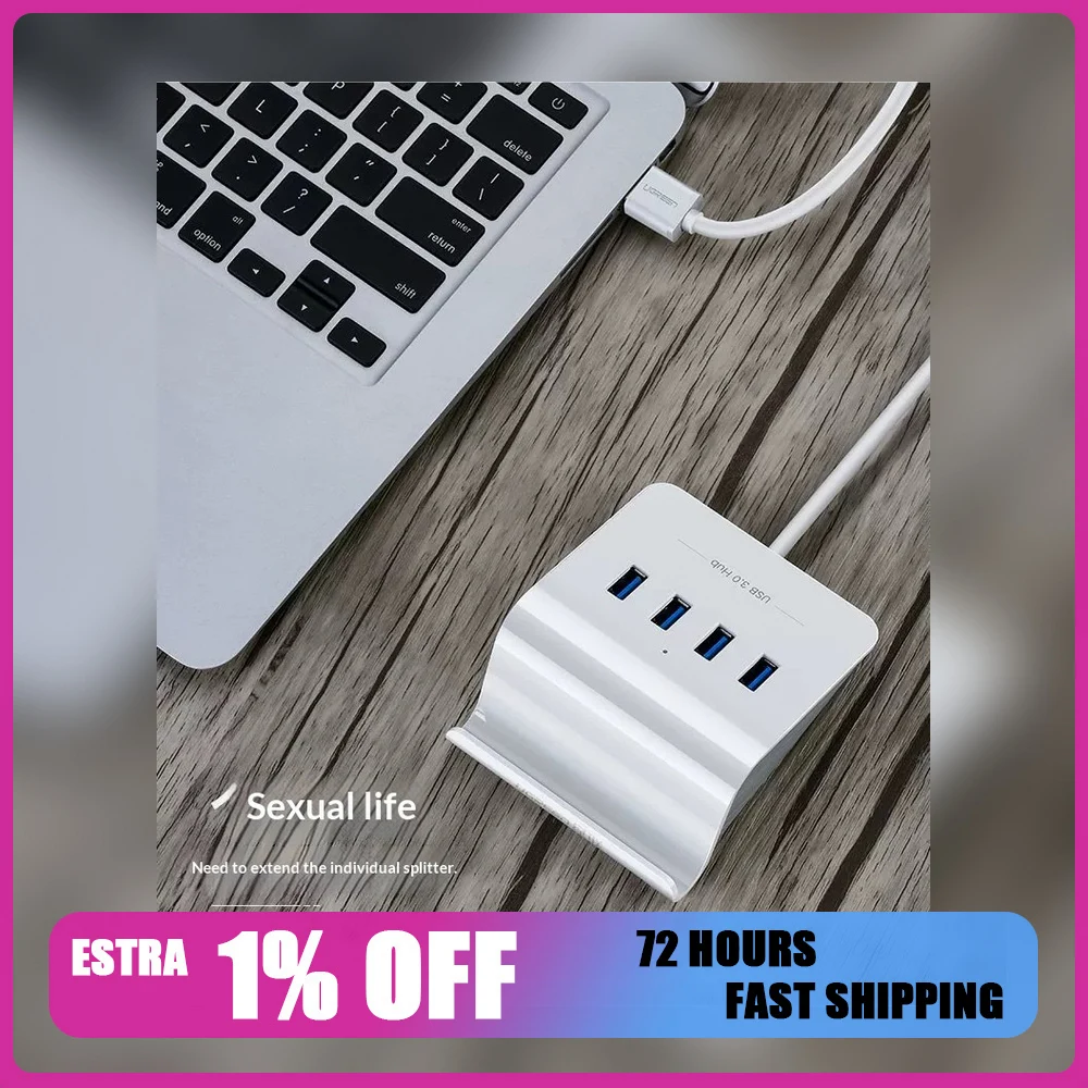UGREEN 40439 USB 3.0 4 Port Hub Splitter 0.5m USB Expansion Adapter for Laptop Desktop Computer Keyboard Mouse Flash Drive