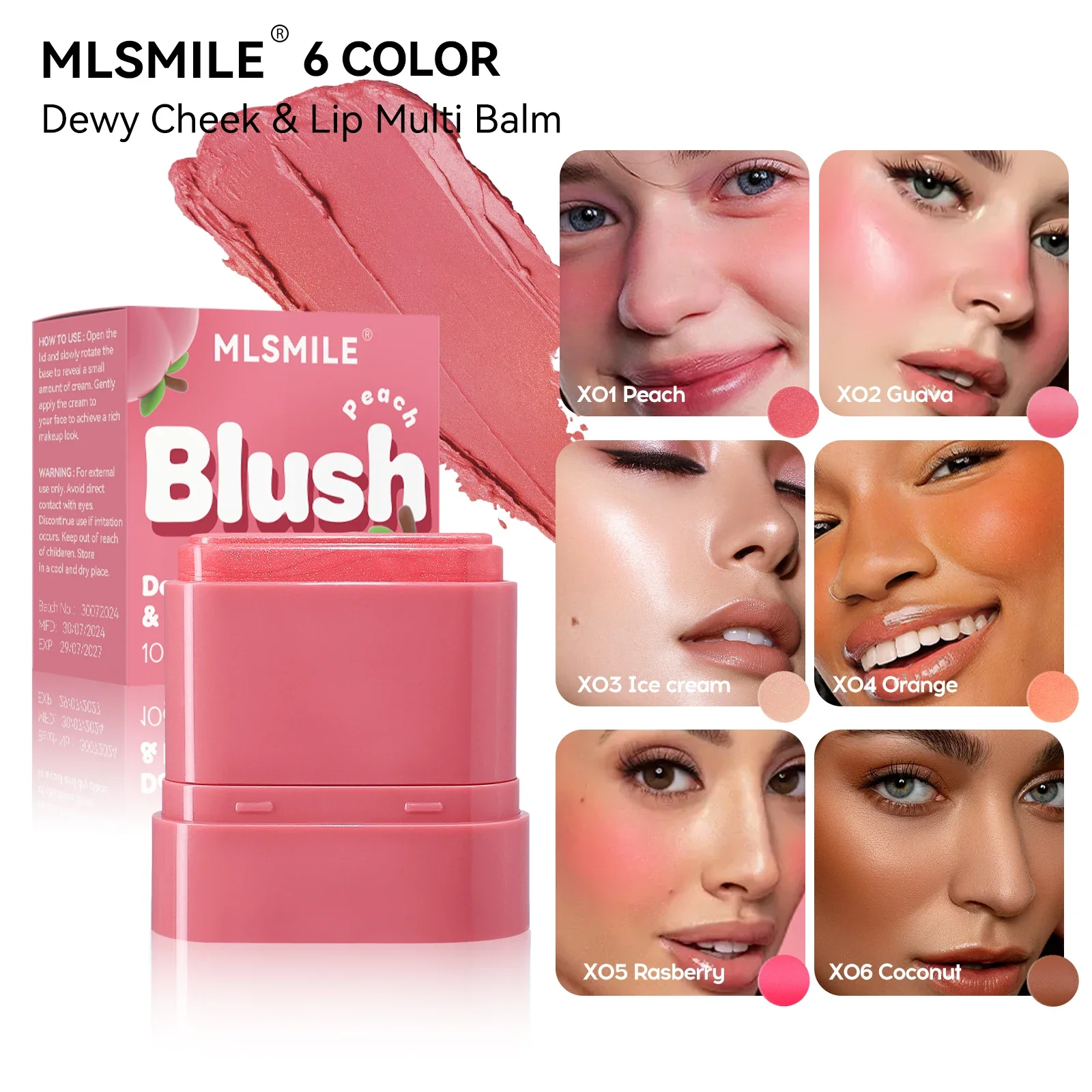 Fruchtiger Geschmack, Textmarker, Konturierung, 2-in-1-Rougestift, wasserfest, langlebig, Lippen-Wangen-Tönung, Damen-Make-up, cremige Mischung, Kosmetik