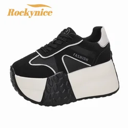 2023 Sneakers con plateau da donna nuove zeppe traspiranti autunnali scarpe Casual tacchi alti 9CM Sneakers con suola spessa donna Deportivas Mujer