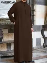 Moda odzież dla muzułmanów Thobe Jubba męskie szaty z długim rękawem arabia saudyjska Thobe Kaftan Ropa Arabe islamska Thobe sukienka indyjska szata