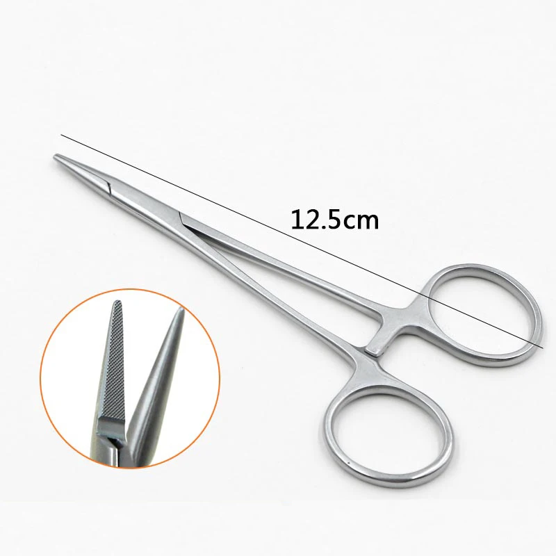 Pinza per porta aghi con manico dorato, strumento chirurgico a doppia palpebra in acciaio inossidabile, pinza per porta aghi per sutura in plastica cosmetica