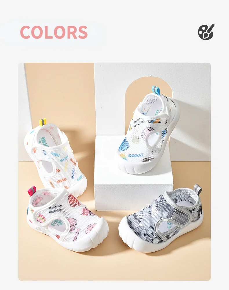 Neue Kleinkind-Babysandalen, atmungsaktives Luftnetz, niedliche Schuhe, 1–4 Jahre, rutschfeste, weiche Sohle, Lauflernschuhe für Kleinkinder, leicht, für den Sommer – Detail 10