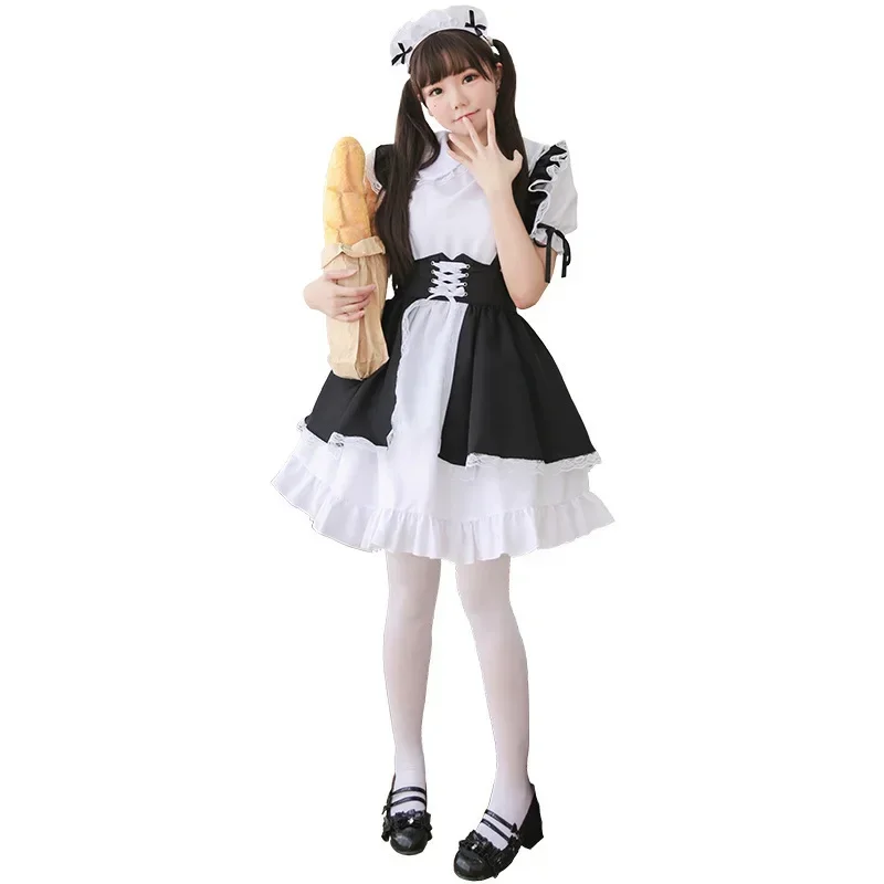 Robe de femme de chambre gothique Lolita noire et blanche, olympiques de cosplay trempés pour filles, femme de chambre de serveuse, fête, olympiques de scène, grande taille