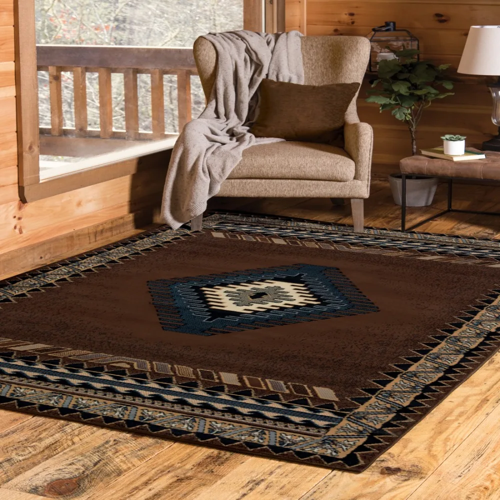 United Weavers Brunswick Avalon Southwestern Border Runner Rug, Brown, 1'11