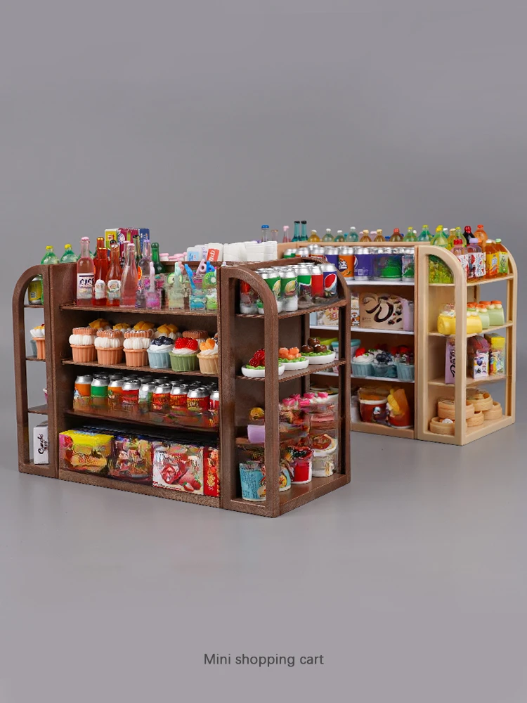 Mini Simulation Supermarket Four-Sided Shelf Decoration Toys Model