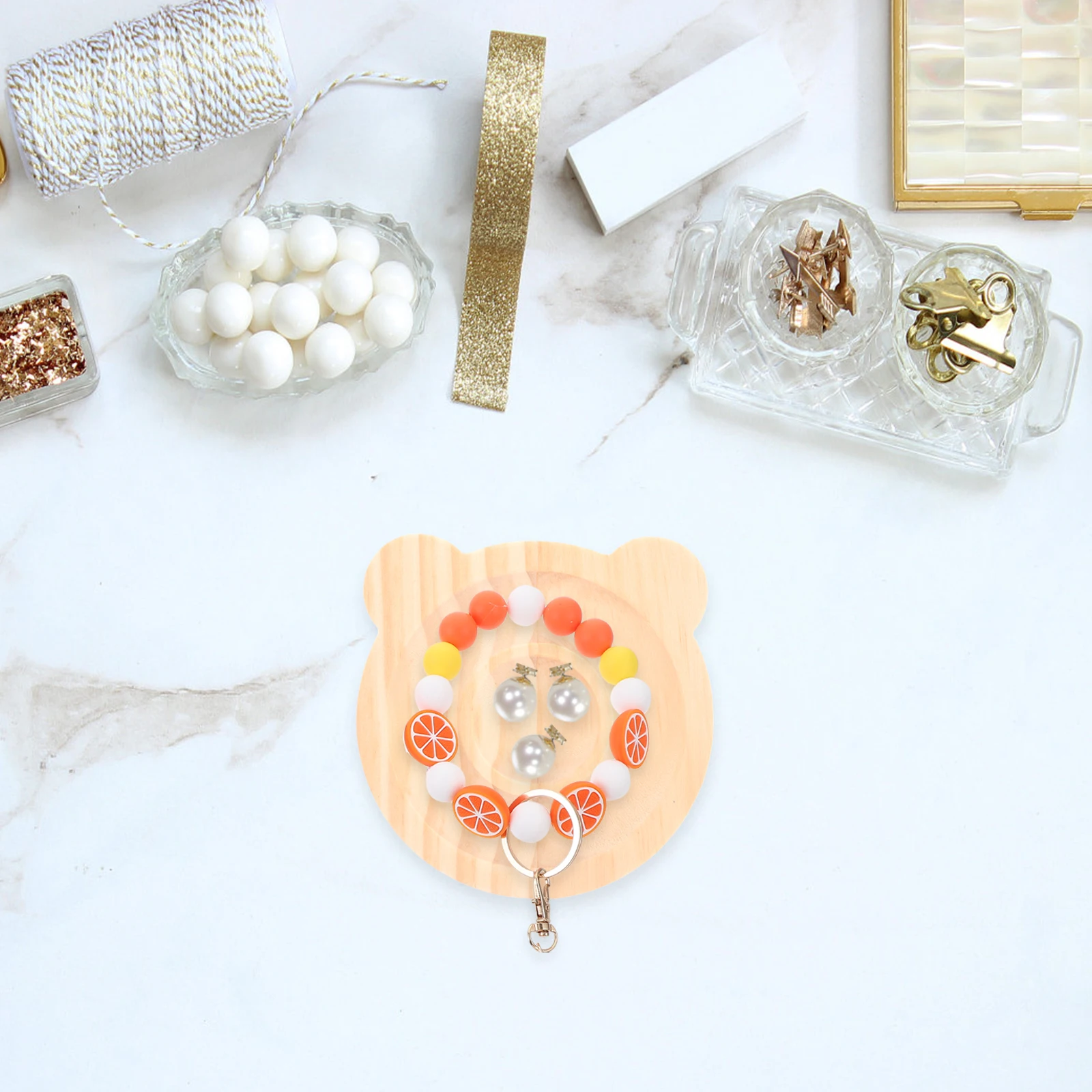 

Wooden Jewelry Bracelet Beaded Bracelet Plate Display Storage Smooth Durable Bangle Tray Circular DIY Tool H made Premium