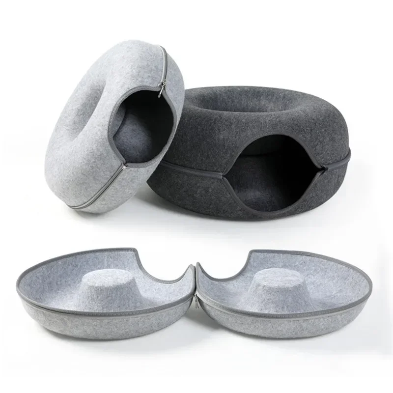 Cat Tunnel Donut for Cat Bed Toys Interactive Cat House Cat Tunnel Bed Kitten Toy Pet Bed Cat Donut Bed Cat Accessories Casa