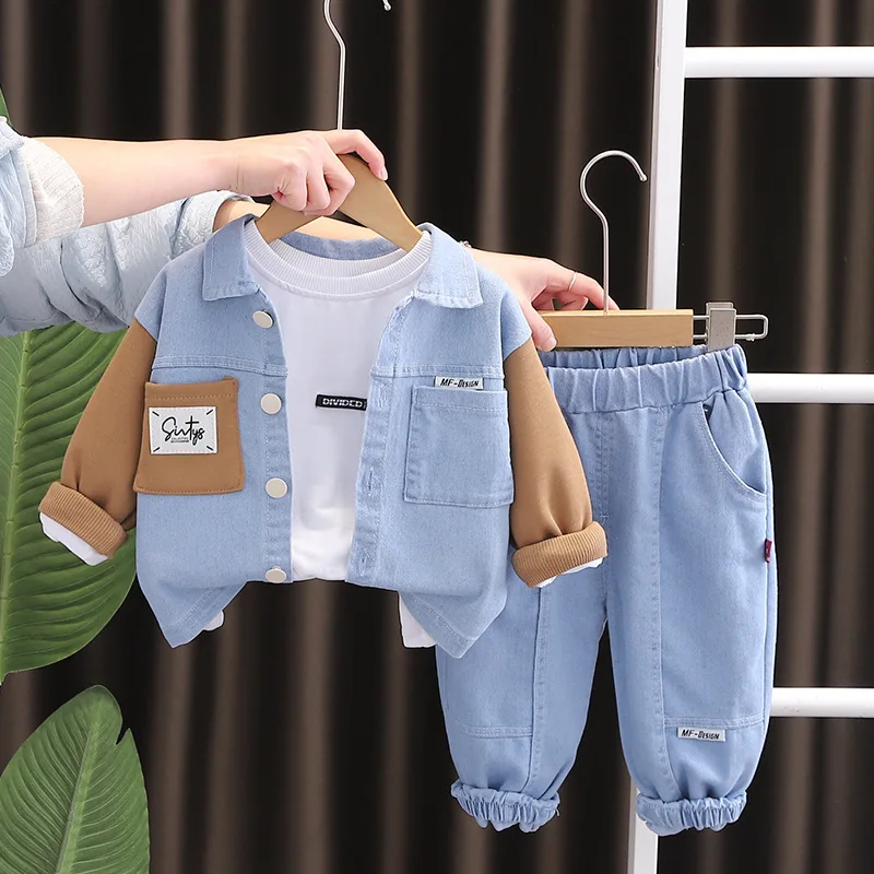 New Spring  Autumn Baby Clothes Children Boys Jacket T-Shirt Pants 3Pcs/Sets Infant Girls Clothing Toddler Costume Kids Outfits