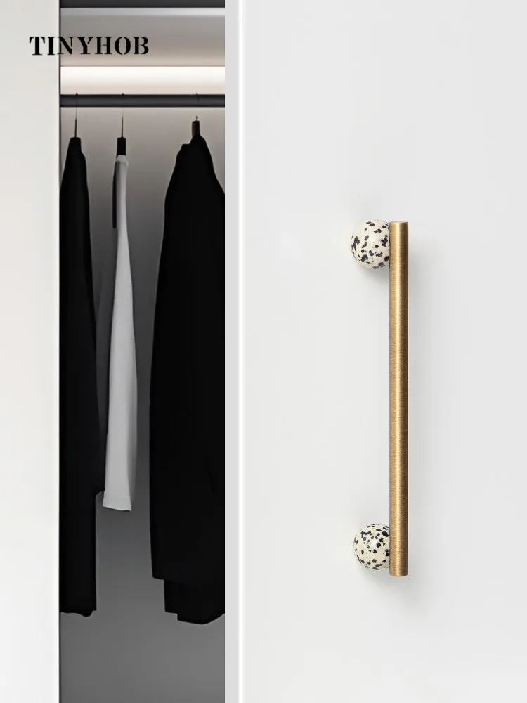 Tinyhob Nordic Art Handle / Natural Stone+ Bronze Handles and Knobs Drawer Pulls Kitchen Cabinet Knobs Furniture Hardware