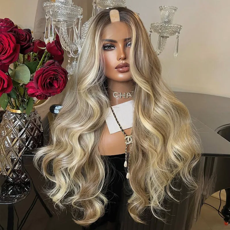 Бежевый Коричневый Блондинка Выделенная Балаклаж Человеческие Волосы 1x4 Размер U-образные Парики для Чернокожих Женщин Легко Носить V Часть Парики Регулируемые Бежевый Коричневый Блондинка Выделенная Балаклаж Человеческие Волосы 1x4 Размер U-образные Парики для Чернокожих Женщин Легко Носить V Часть Парики Регулируемые