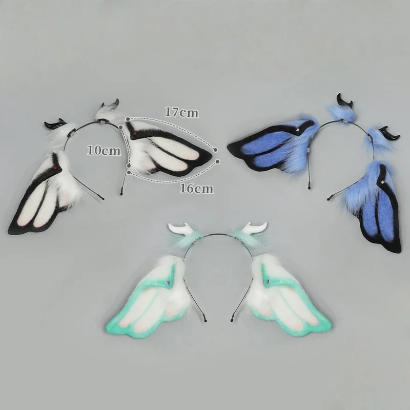 New Halloween Devil Horn Headband  Fantasy Creature Cosplay Furry Ears Props Gothic Angel Moth Sheep Ear Headband Accessory