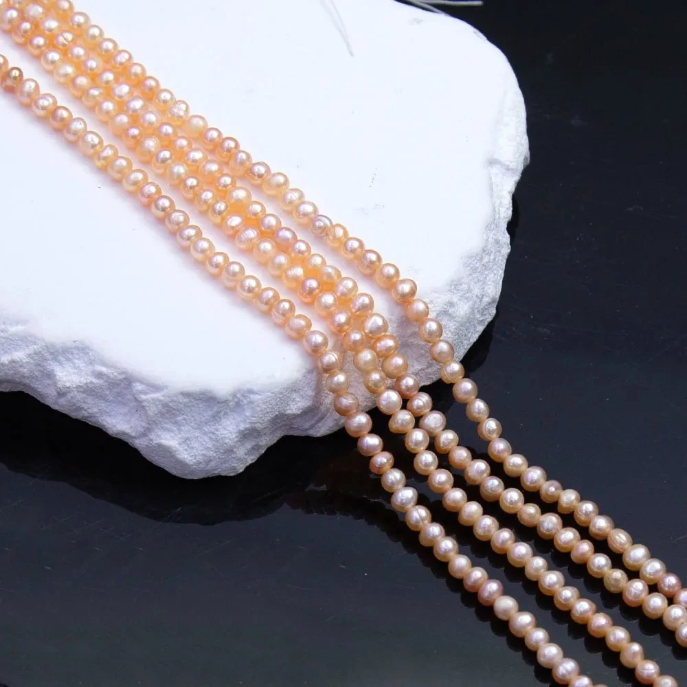 3-4mm White 1Strand Natural Freshwater Pearl Beads Strand Near Round Shaped Jewelry Making DIY Necklace Bracelets Accessories