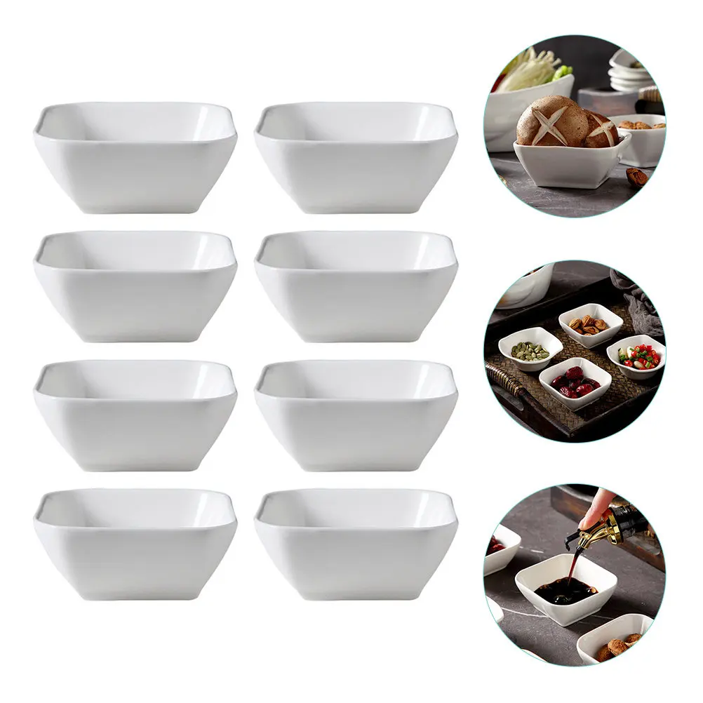 

Набор из 8 белых керамических мисок для соуса, соли, специй, приправ, домашняя посуда