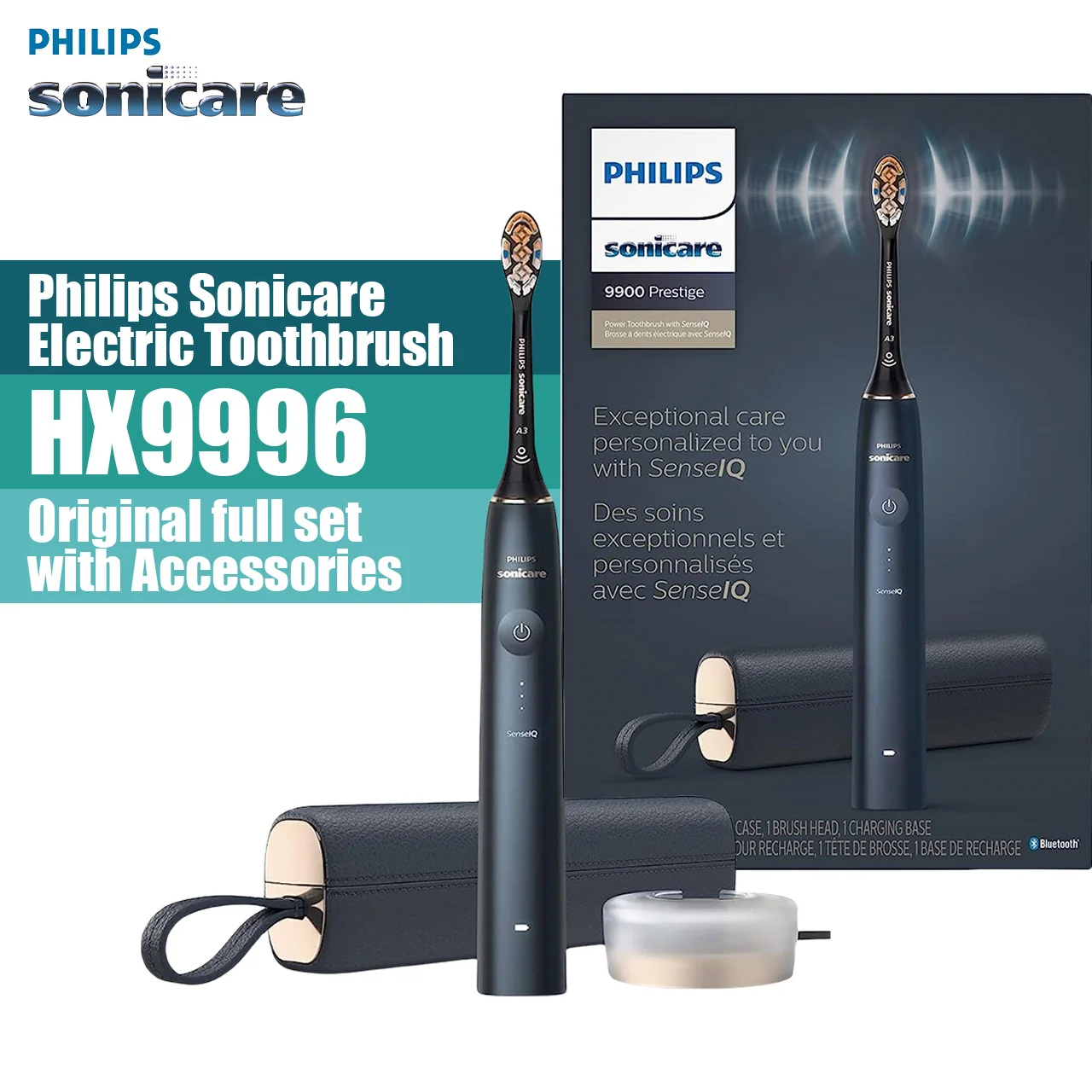 

Philips Sonicare DiamondClean HX9996 electric toothbrush rechargeable Philips Replacement Heads A3 Adult Navy