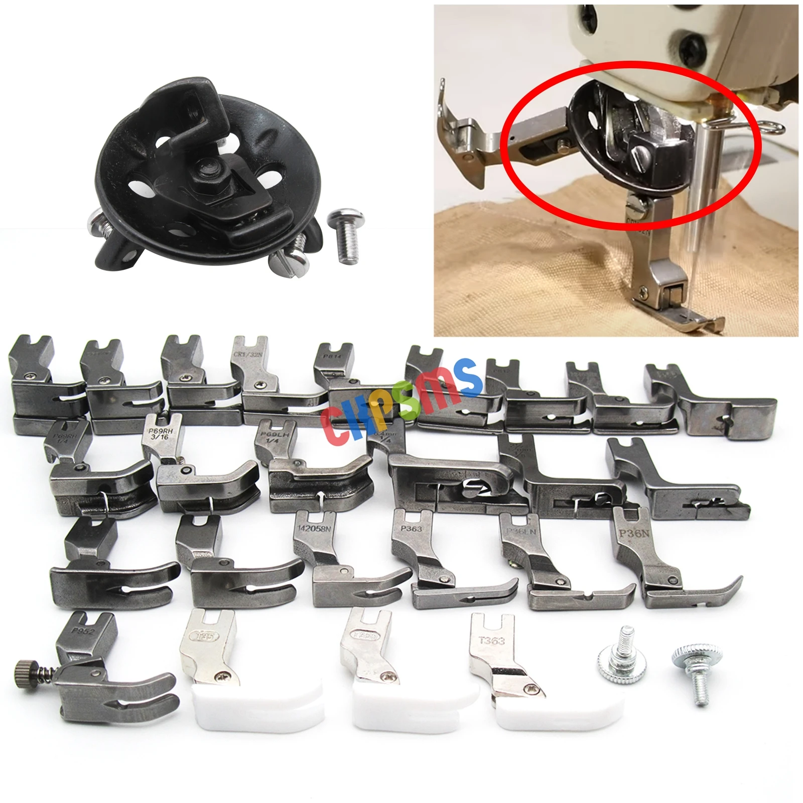 1SET #KP-19228 TURRET PRESSER FOOT HOLDER&25PCS PRESSER FEET FOR JUKI DDL-8700 BROTHER DB2-B755