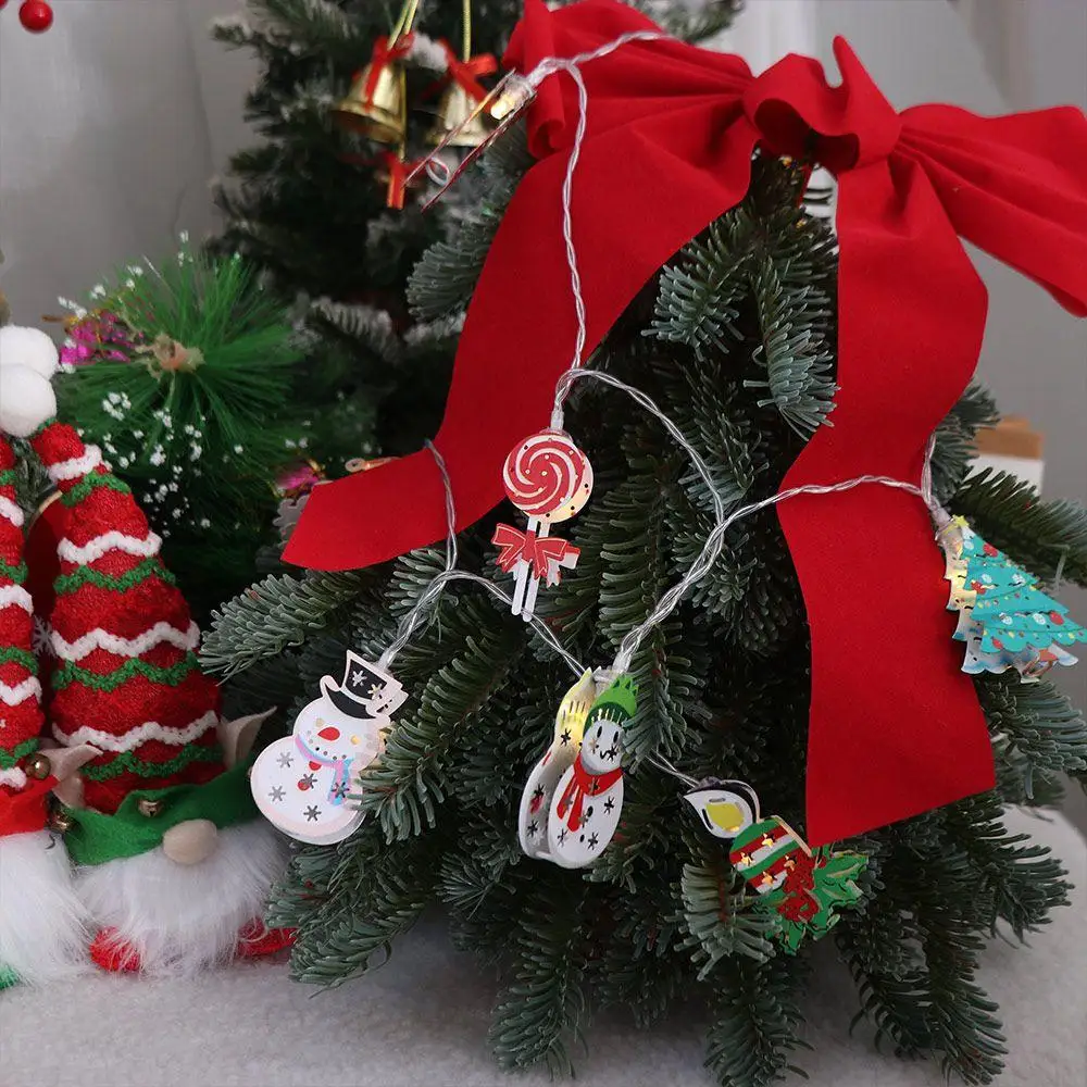 Guirxiété Lumineuse de Noël, 10 Motifs de Noël, Art du Fer Kawaii, Guirxiété Lumineuse LED Portable Créative, 1.65m, 10 Lumières