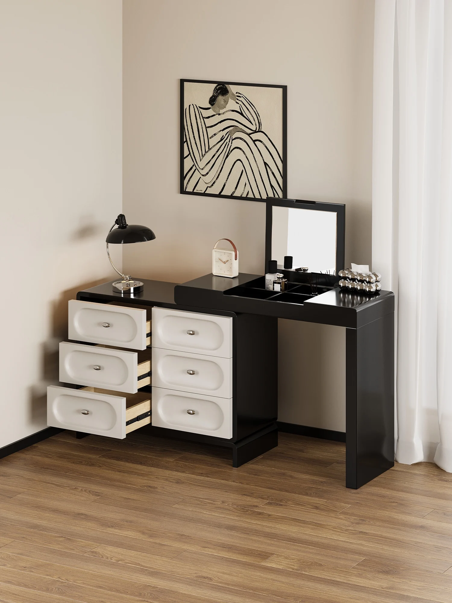 Kommode im französischen Creme-Stil