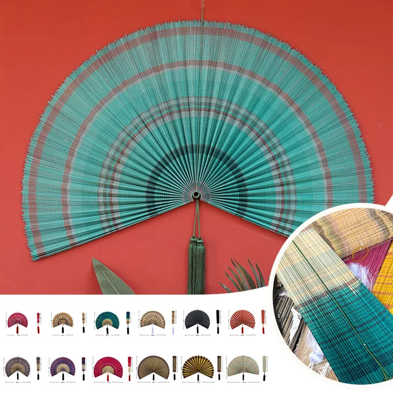 Hand-woven Bamboo Strip Wall Fan Decor Chinese Style Tassel Wall Hanging Fan for Living Room Background Tea Room Hotel Decor