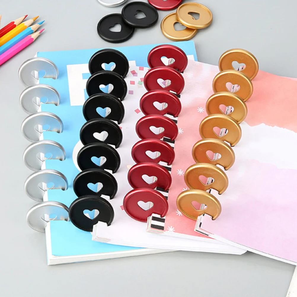 20 Pcs Heart Binding Buckle Round Binder Disc Buckles Plastic Discs Planner Tools Diary DIY Notebooks