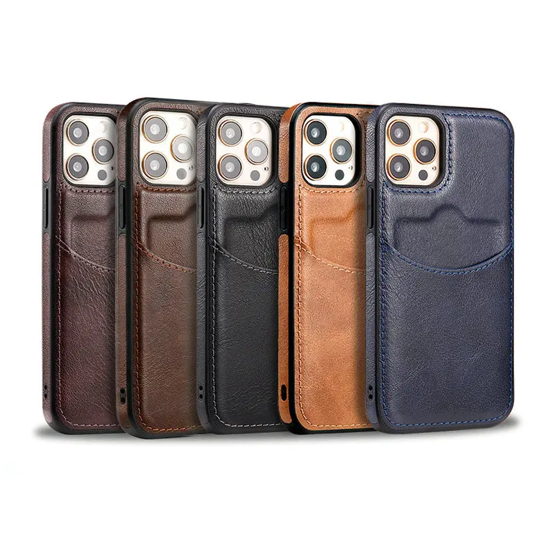 Retro PU Leather Wallet Credit Card Slot Phone Case For iPhone 11 12 13 14 15 Mini Pro Max Plus Luxury Business Phone Cover