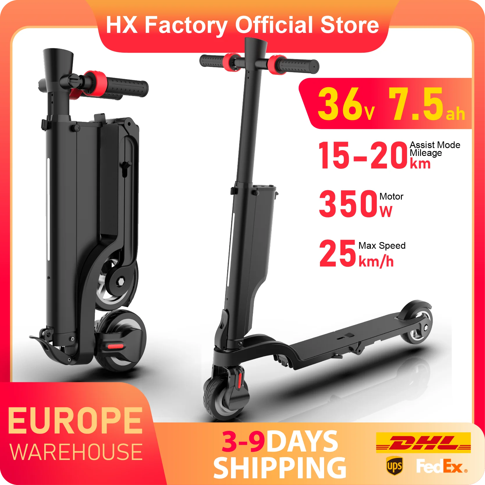 HX Electric scooter Foldable 7.5A 350W 25KM/H electric scooters 36V EScooters 5.5 Inch E Scooter For Adults