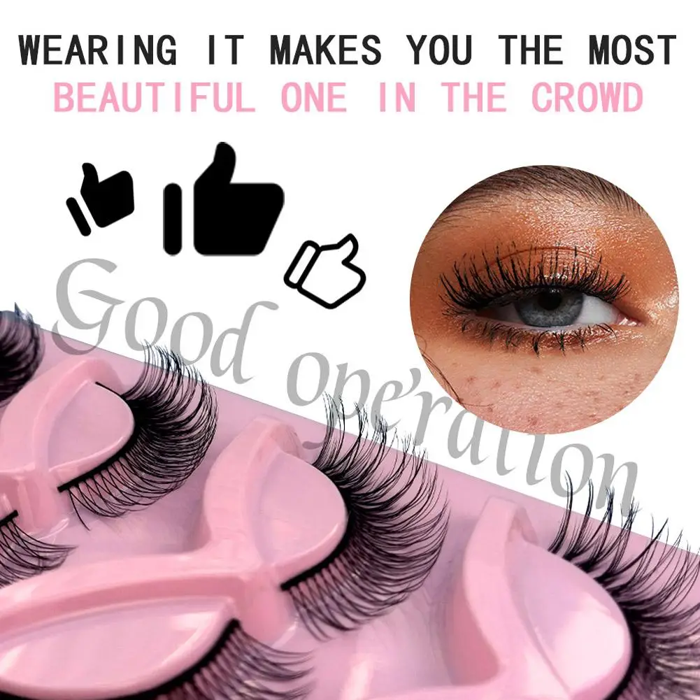 Cílios postiços quentes cílios de gato fofos 3d vison cílios finos falsos reutilizáveis cílios naturais banda volume invisível leve v9t0