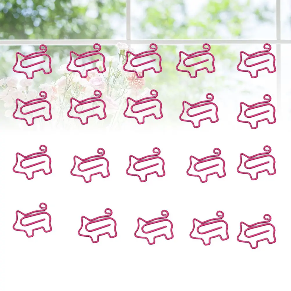 20 Pcs Premium Creative Bookmark Paper Clips Sturdy Metal Office Home School Pig Design Cute Cartoon Clips Rosy Hard For