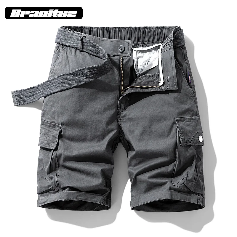 Pantalones cortos de algodón puro para hombre, Bermudas transpirables de camuflaje para correr en la playa, tendencia de moda, Verano