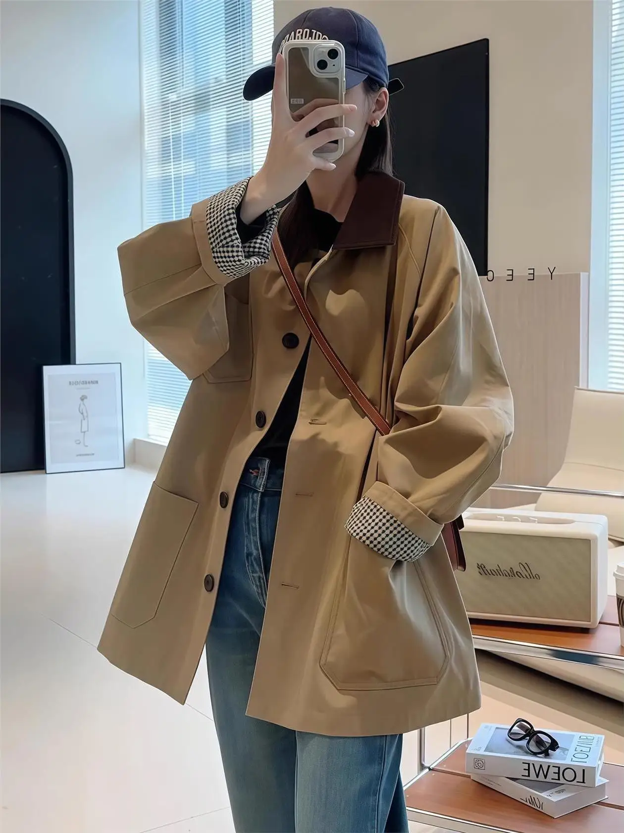 Casual Style Women's Long Coat Spring Autumn New Fashion Loose Fit Korean Version Small Size Big Coat Comfortable Windbreaker