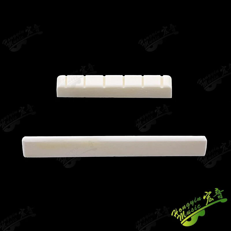 HUATOOL Sattel aus Ochsenknochen für klassische Gitarre, 52 mm x 6 mm x 9 mm, 80 x 10 x 3 mm, aus echtem Ochsenknochen, Saitenhalter – Detail 3