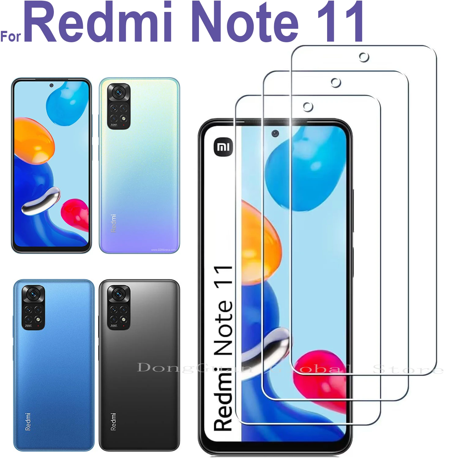 Screen Protector For Xiaomi Redmi Note 11 Tempered Glass 6.43" No Bubbles 9H Hardness HD 1/2/3/4