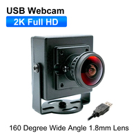 160 Degree Wide Angle 1.8mm Fisheye 2K HD PC Webcam Plug And Play 30fps 2560x1440 High Speed Video Live Computer USB Camera