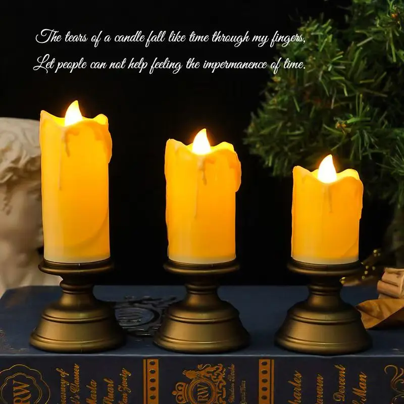 Creative LED Electronic Candle Light Christmas Retro Candles Lamp For Christmas Gifts Bedroom Desk Home Decor Candlelight Dinner image 5
